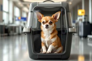 Un Chihuahua dans un sac homologué IATA pour voyager en avion. Tout savoir sur les règles des compagnies aériennes