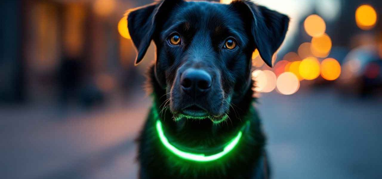 Protégez votre chien pendant les balades de nuit grâce au collier lumineux LED. Un accessoire de sécurité indispensable !