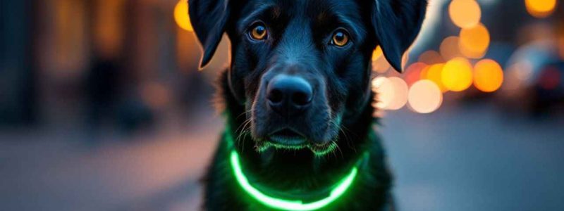 Protégez votre chien pendant les balades de nuit grâce au collier lumineux LED. Un accessoire de sécurité indispensable !