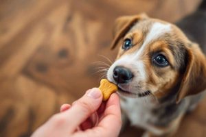Technique du leurre avec friandise pour le dressage du chien au couché