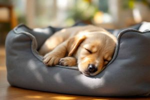 Le saviez-vous ? Un chiot a besoin de 18 à 20 heures de sommeil par jour pour son développement cérébral. Offrez-lui le bon lit